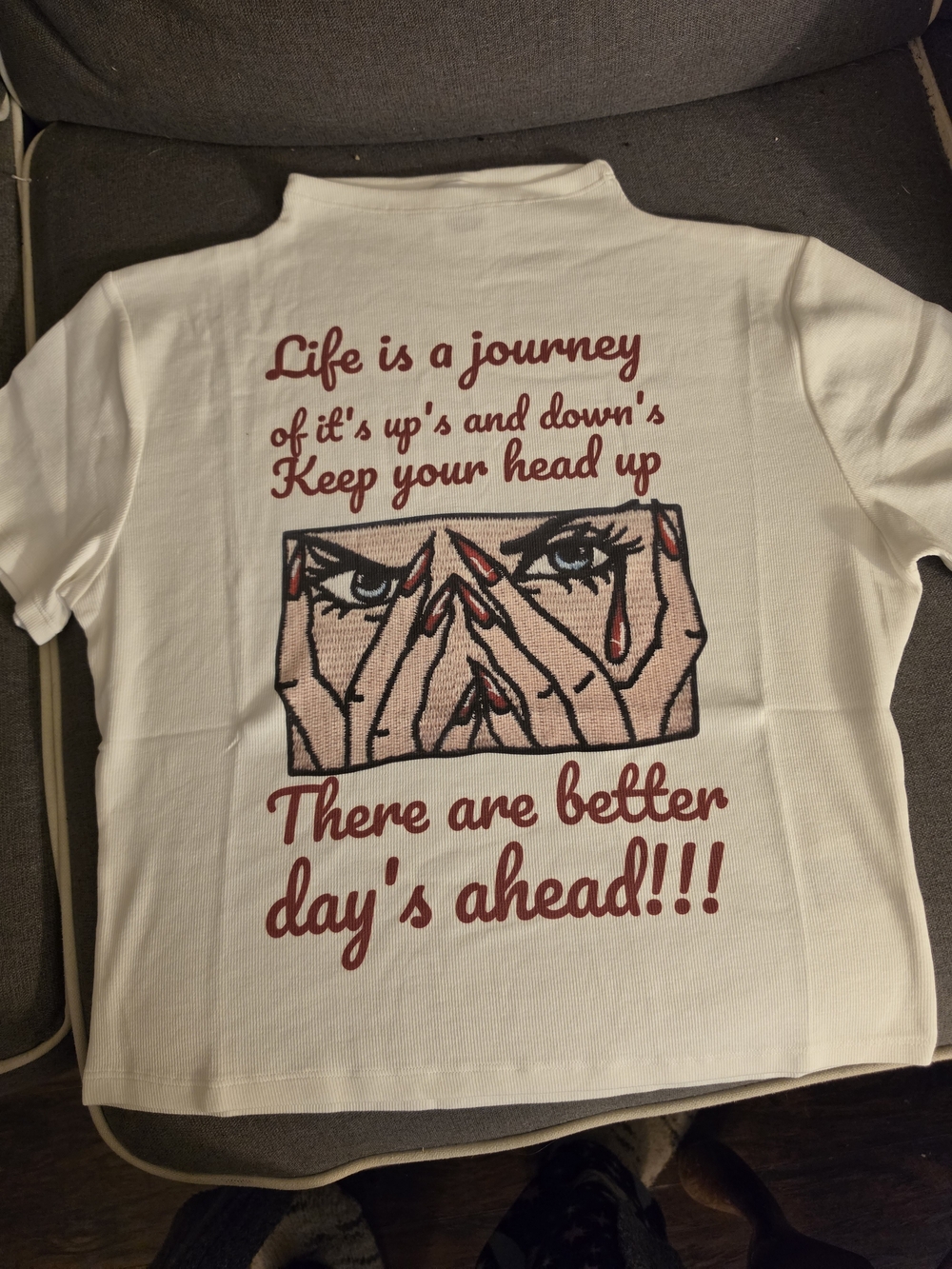 White Graphic Womens Tee with Motivational Front Print